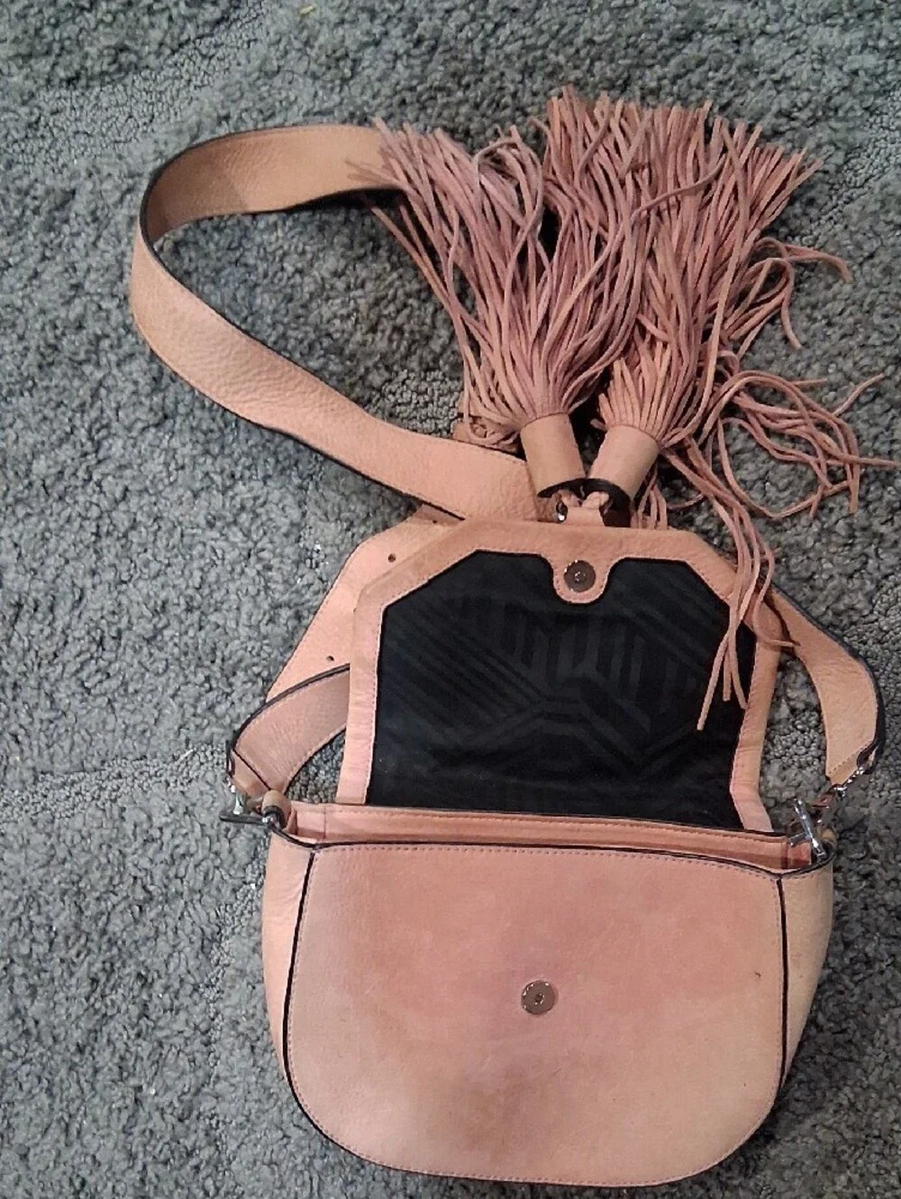 Rebecca Minkoff Dusty Pink Braided Tassel Crossbody